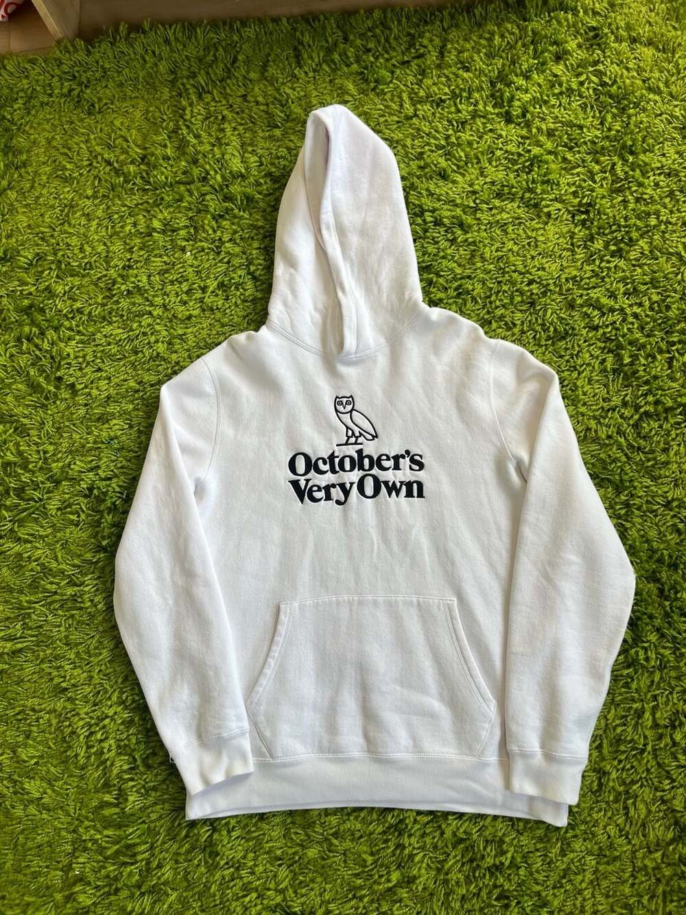 October's Very Own OVO White Heritage Owl Embroidered Pullover Hoodie Size L